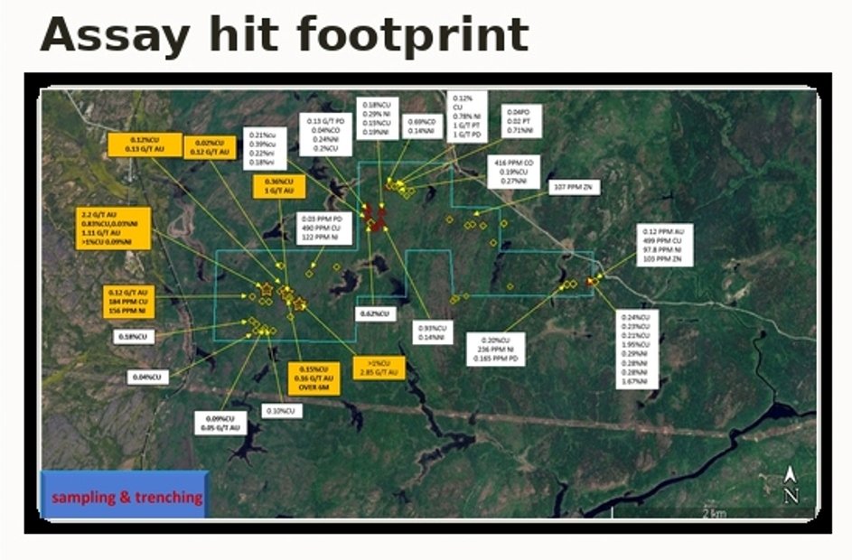 Manchester Offset Dyke regional assay-hit footprint map